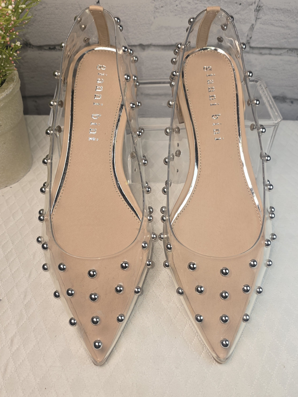 GIANNI BINI LIZZIEE CLEAR STUDDED POINTED TOE FLATS PREPPY Y2K WOMENS 10 - Picture 5 of 9